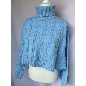 Cropped Dolman Turtleneck Sweater